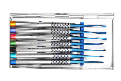 SS WHITE - Dental Luxating Elevators 7 Pcs Set, Dental Implant Stainless Steel Luxating Root Elevator with Cassette,Dental Luxating Instruments Tool