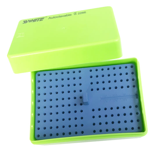 SS WHITE – Endo box 144 – Holes Autoclavable | Burs and Instruments Holder RA/FG | Endo Burs Sterilizer Case | Dental Disinfection Endo Files Holder Box For Oral Care Tools Dental,Measuring Scale160B