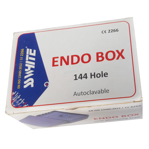 SS WHITE – Endo box 144 – Holes Autoclavable | Burs and Instruments Holder RA/FG | Endo Burs Sterilizer Case | Dental Disinfection Endo Files Holder Box For Oral Care Tools Dental,Measuring Scale160B