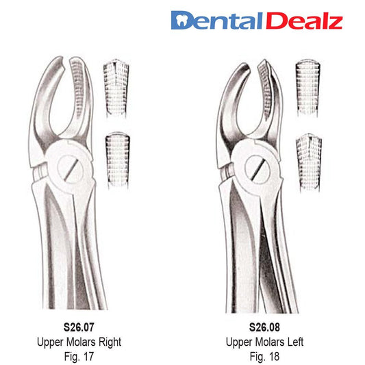 Extraction Forceps Set Upper Molar Left & Upper Molars Right Fig. No.17 and No.18 - SS WHITE