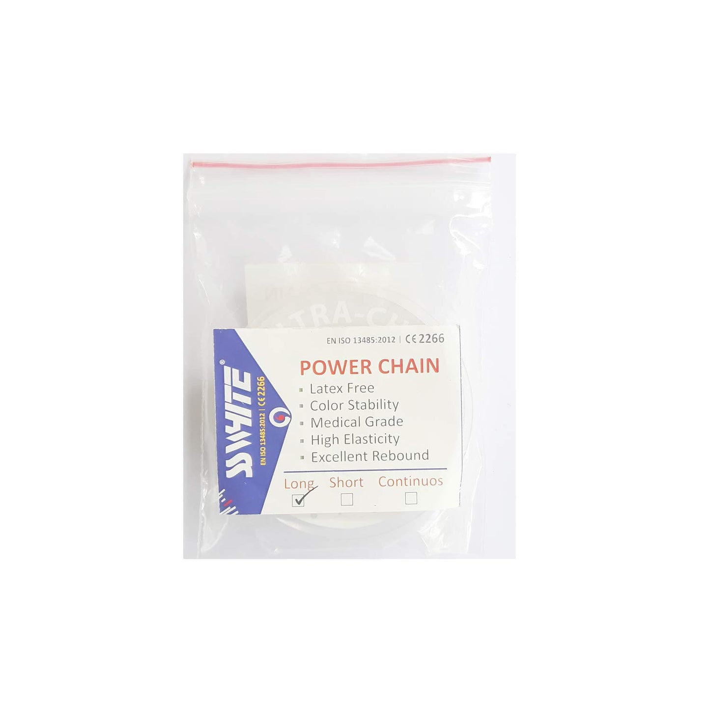 SS WHITE- Dental Clear Orthodontic Power chain -Continuos , Long , Short  (15ft)