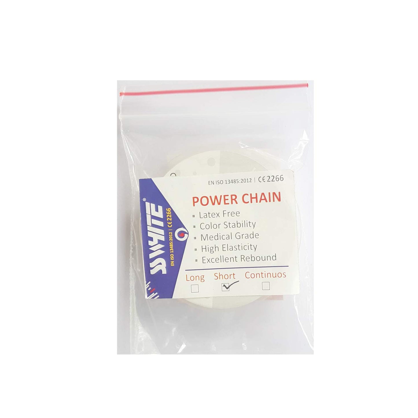 SS WHITE- Dental Clear Orthodontic Power chain -Continuos , Long , Short  (15ft)