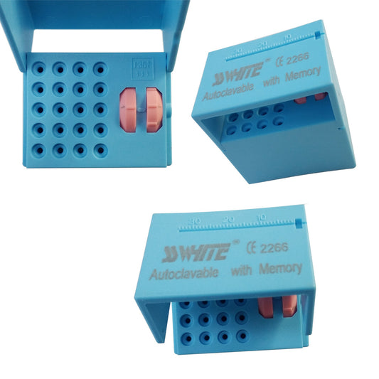 SS WHITE – Endo box 20 Holes with Memory Autoclavable | Burs and Instruments Holder RA/FG | Endo Burs Sterilizer Case | Dental Endo Files Holder Box G-030