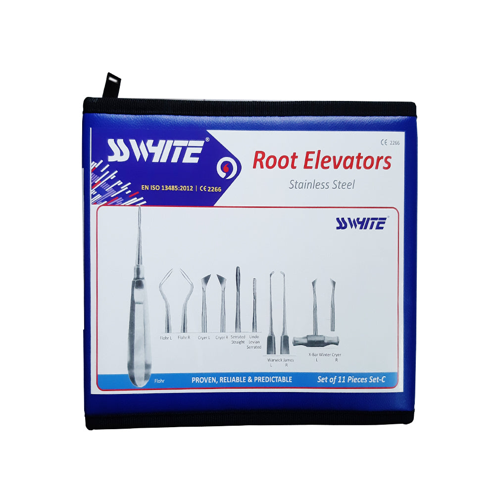 SS WHITE - Dental Root Elevator Set of 11 Pcs,Rust Free High Quality Steel