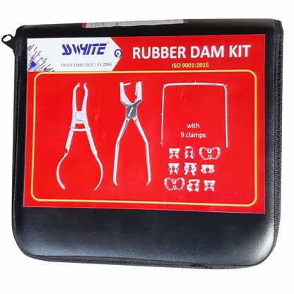 SS WHITE - Dental Rubber Dam 12 Pcs kit with 9 Clamps,Rust Free, High Quality Steel