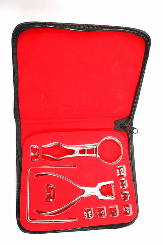 SS WHITE - Dental Rubber Dam 12 Pcs kit with 9 Clamps,Rust Free, High Quality Steel