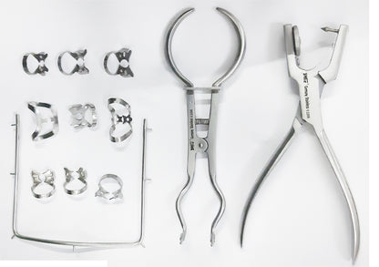SS WHITE - Dental Rubber Dam 13 Pcs kit with 1 Medium Size Frame,9 Clamps,Dam Punch,Clamp Forcep ,Template